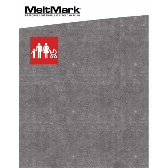 Montert Familie symbol 150x150cm hvit/rød
