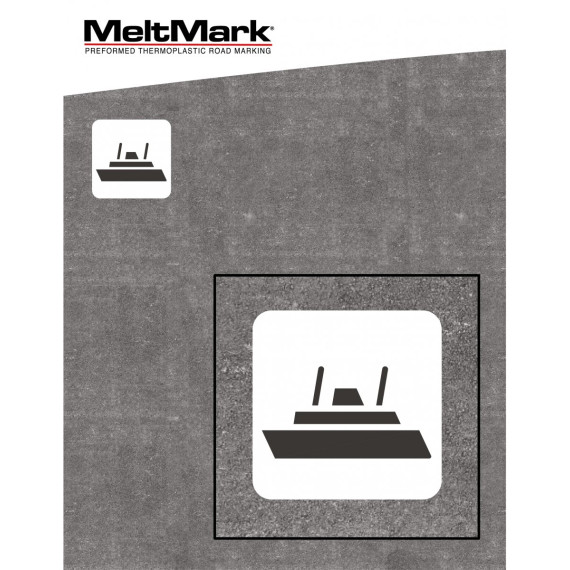 Montert Ferje symbol 100x100cm hvit/svart