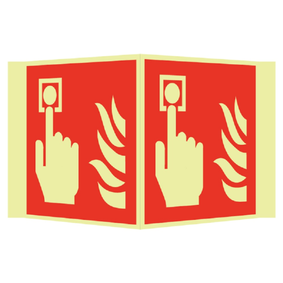Brannskilt - brannalarm med symbol plogskilt