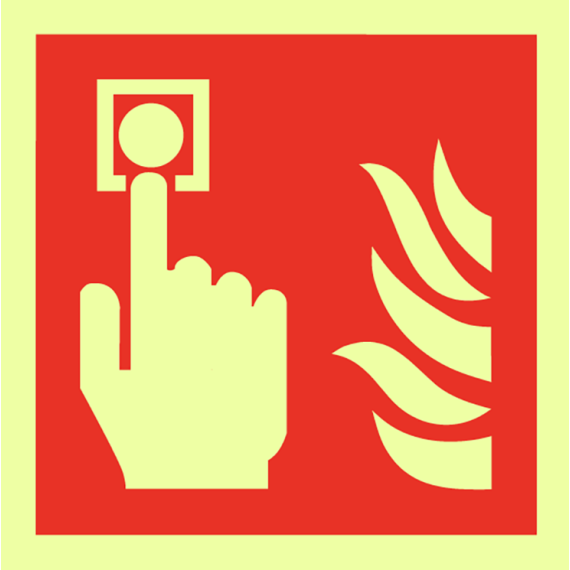 Brannskilt - brannalarm med symbol