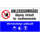 Skilt "Anleggsområde Adgang forbudt for uvedkommende Verneutstyr påbudt" dekorfolie, 1000x600 mm