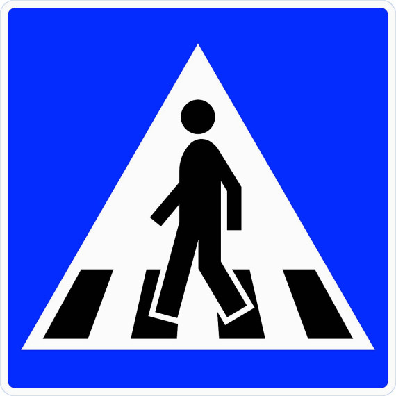 Tosidig skilt 516.HV "Gangfelt (fra høyre)" og "Gangfelt (fra venstre)" LS KL3