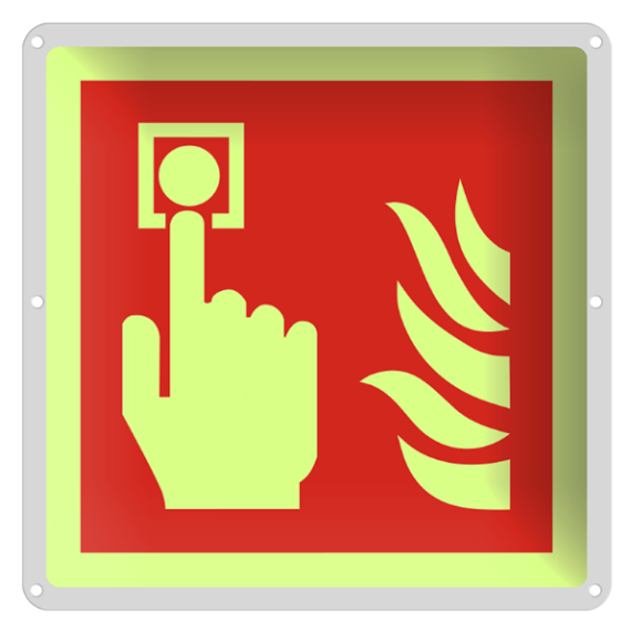 Brannskilt - brannalarm med symbol