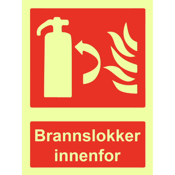 Brannskilt – brannslukker innenfor