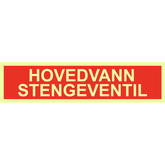 Brannskilt – hovedvann stengeventil
