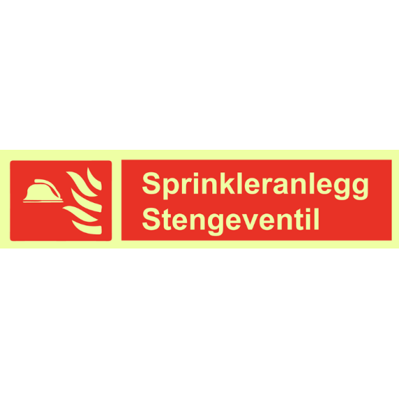 Brannskilt – sprinkleranlegg stengeventil