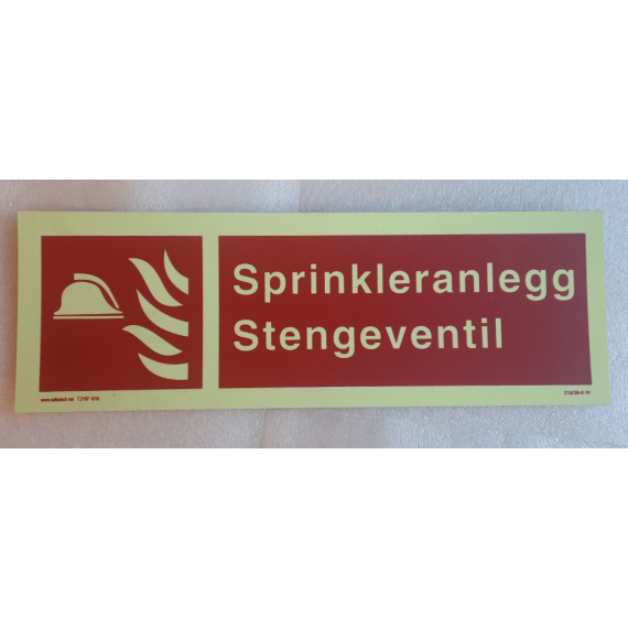 Brannskilt – sprinkleranlegg stengeventil