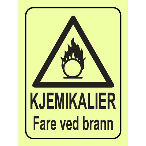Fareskilt – kjemikalier fare ved brann