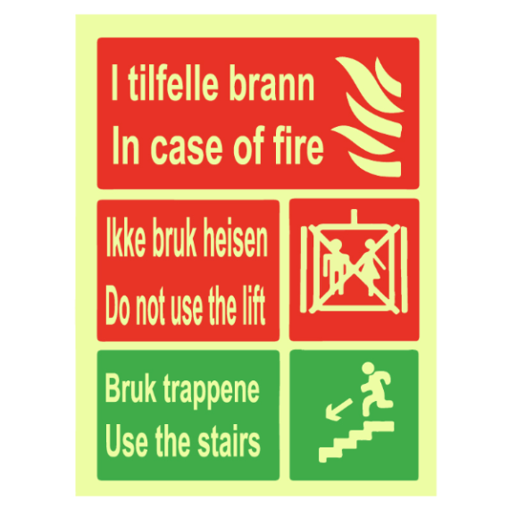 Nødskilt – Ikke bruk heis