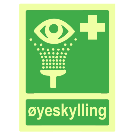 Nødskilt – øyeskylling