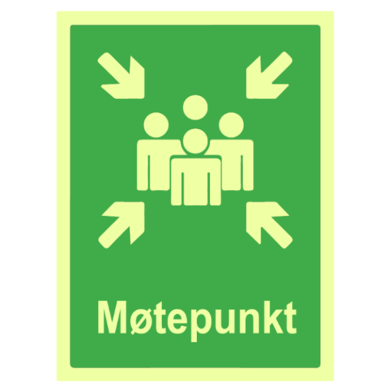 Rømningsveiskilt – Møtepunkt