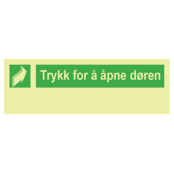 Rømningsveiskilt – Trykk for å åpne døren