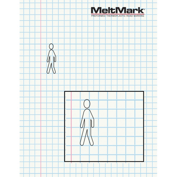 Montert Fotgjenger symbol 100x30cm hvit
