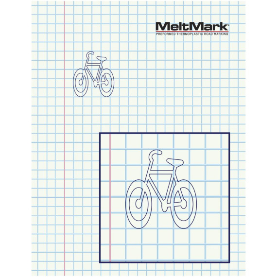 MeltMark Sykkelsymbol 100x85cm hvit gml utf