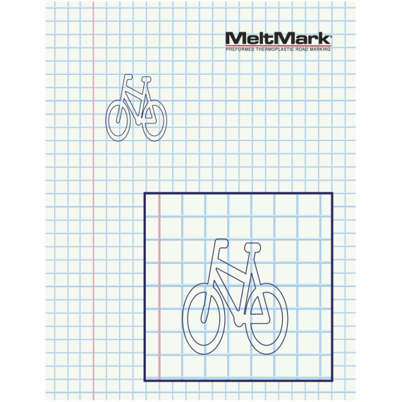 MeltMark Sykkelsymbol 100cm hvit