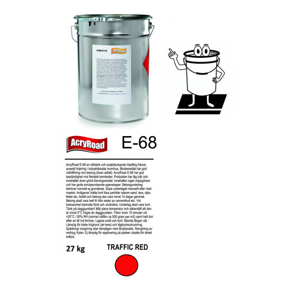 AcryRoad E-68 27kg trafikkrød RAL3020