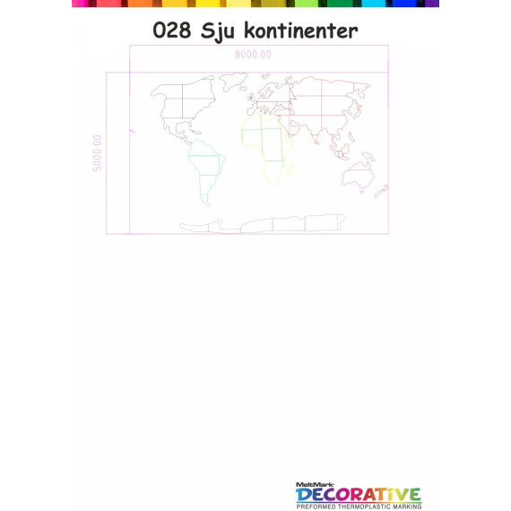 Montert Sju kontinenter 500x800cm