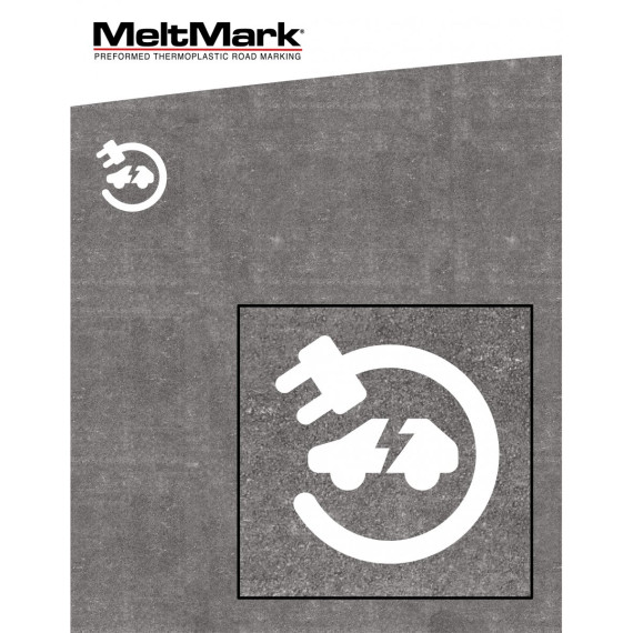 MeltMark Ladesymbol 104x102cm hvit/sort lyn