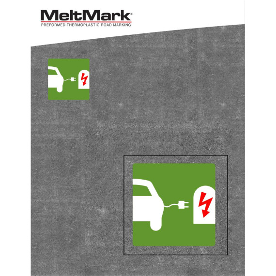 MeltMark Ladesymbol 90x90cm hvit/grønn/rød
