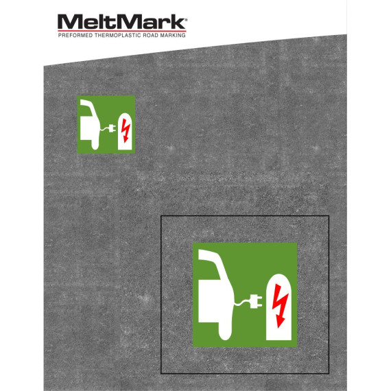 MeltMark Ladesymbol 90x90cm hvit/grønn/rød