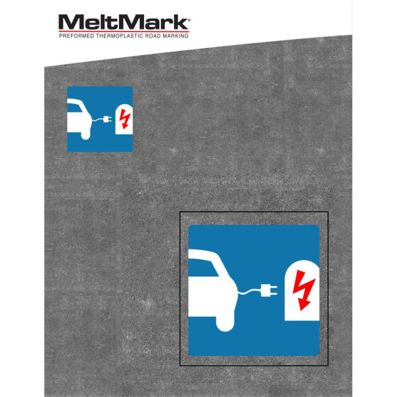 MeltMark Ladesymbol 100x100cm hvit/blå/rød