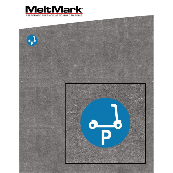 MeltMark Elsykkelparkering Ø40cm hvit/blå