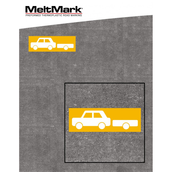 MeltMark Personbil med henger 54x164cm hvit/gul