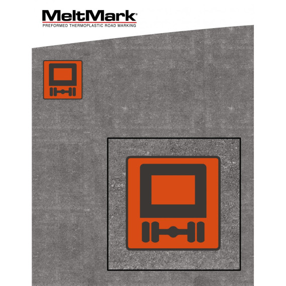 MeltMark ADR symbol 100x100cm svart/orange